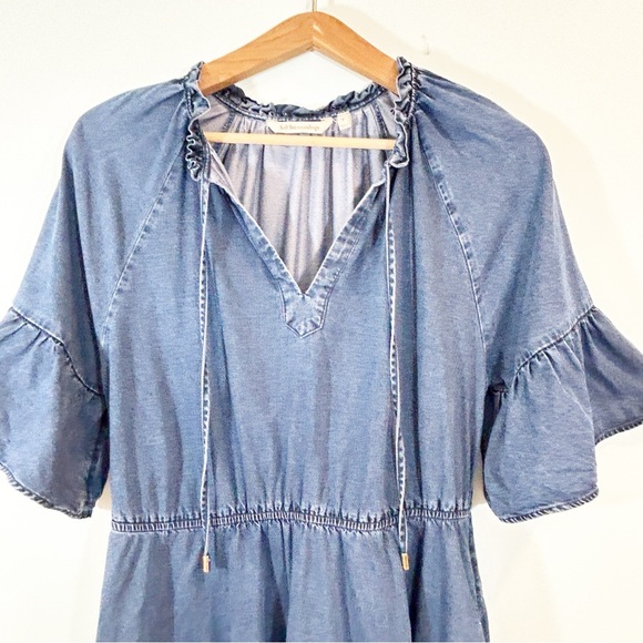 Soft Surroundings Jessanne TENCEL Denim Midi Dress Ruffle Sleeves - Picture 11 of 11
